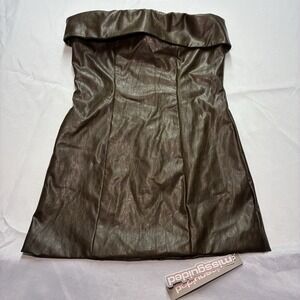 NWT Missguided Coffee Brown Strapless Bodycon Mini Dress Size L